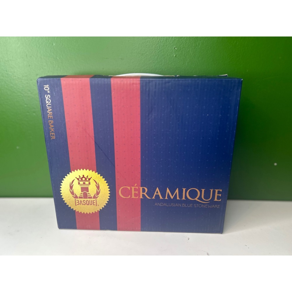 Basque Ceramique Andalusian Blue Stoneware 10 Inch Square Baker AB001 New